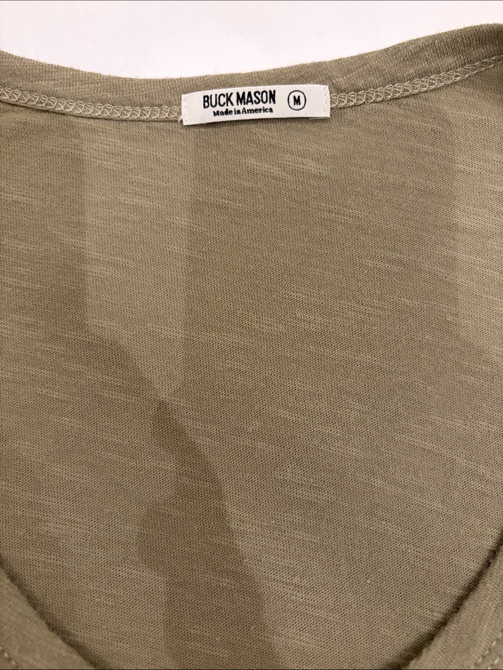 Buck Mason Olive Green V-Neck Short Sleeve Tee - Picture 2 of 3
